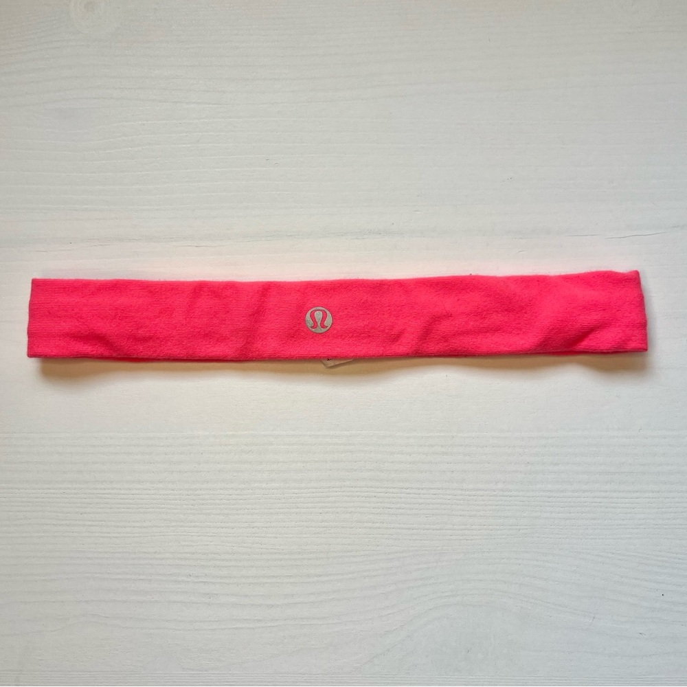 Lululemon Neon Pink/ Coral Fly Away Tamer Headband